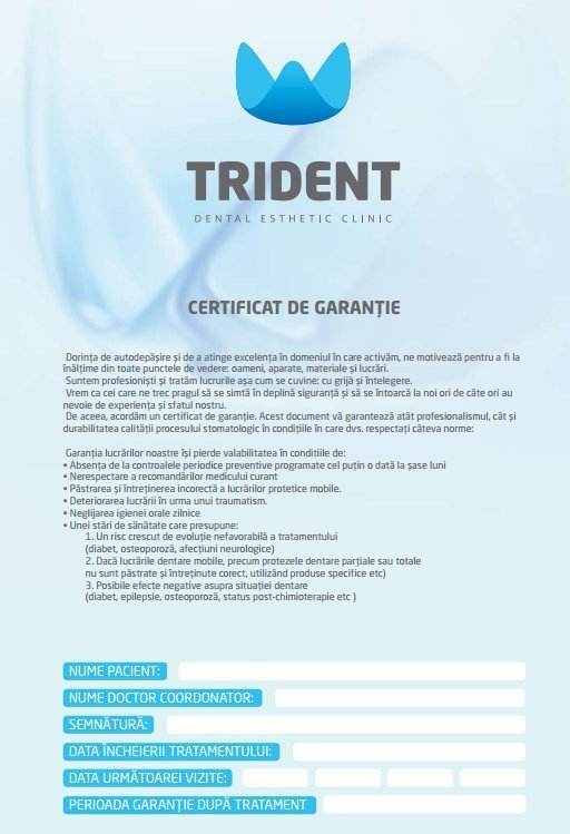 certificat de garantie trident